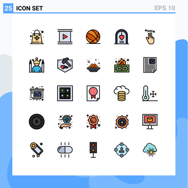 25主题填充线平面颜色和可编辑图片下载