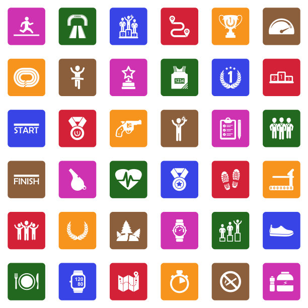 运行图标。广场上的白色平面设计。矢量插图。图片下载