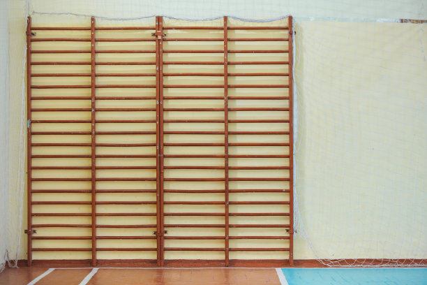 瑞典墙在学校体育馆。木制楼梯体操课在大学图片下载