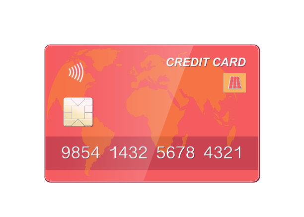信用卡红色国际，无现金支付，矢量插图孤立在白色背景图片下载