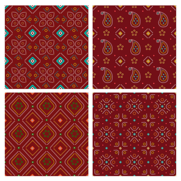 四套美丽的班哈尼设计上的红色图片下载