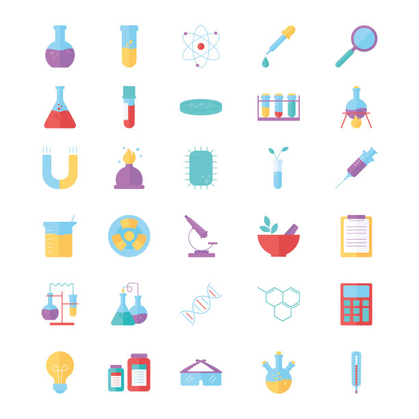 化学科学实验室设备试管烧瓶温度计注射器，平板式图片下载