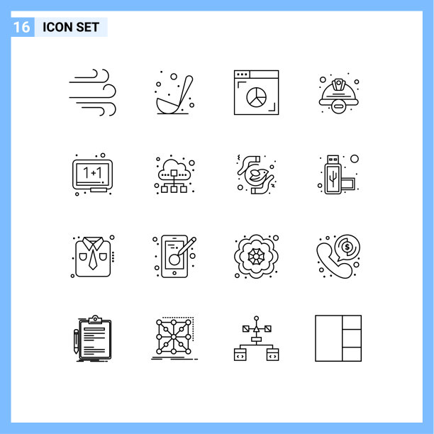 设置16个现代UI图标符号标志图片下载