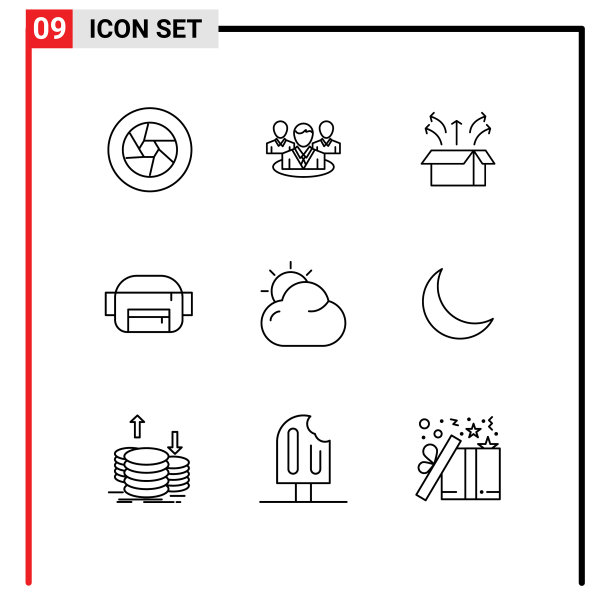 包9个现代轮廓标志和符号图片下载