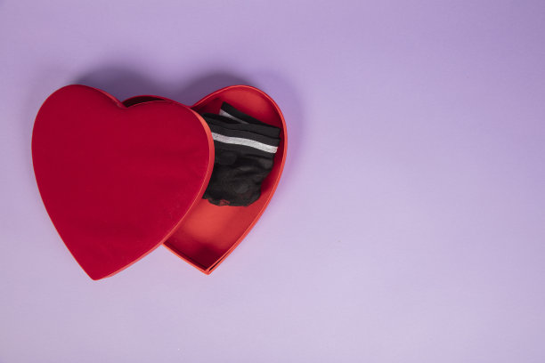 完美的情人节礼物，心形盒子里的内衣，复印空间图片下载