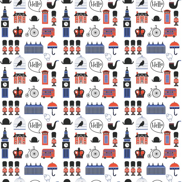 幼稚的伦敦街道无缝模式图片下载