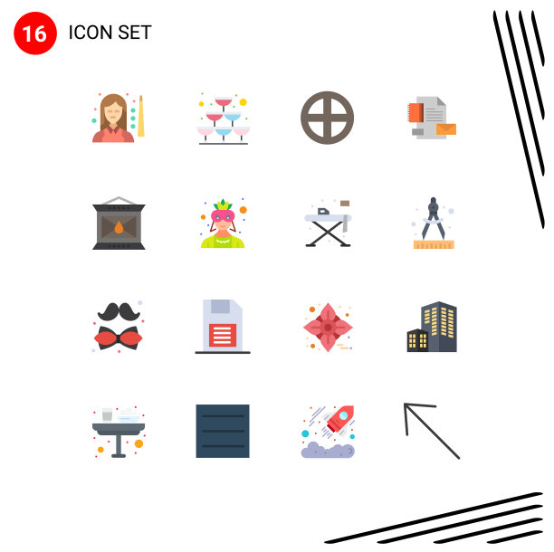 象形图设置16个简单的平色公司图片下载