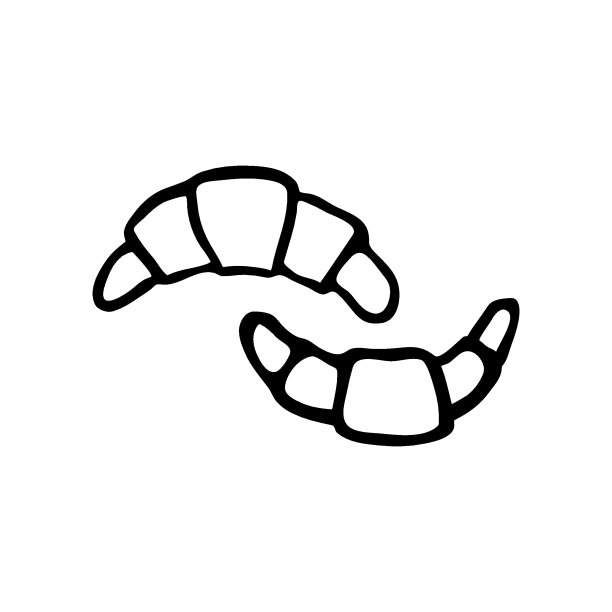 手绘涂鸦风格的羊角面包矢量。孤立的插图在白色的背景。用于图形和网页设计图片下载