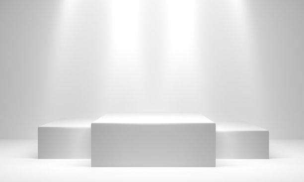 白色获奖者领奖台与复制空间。三维渲染图片下载