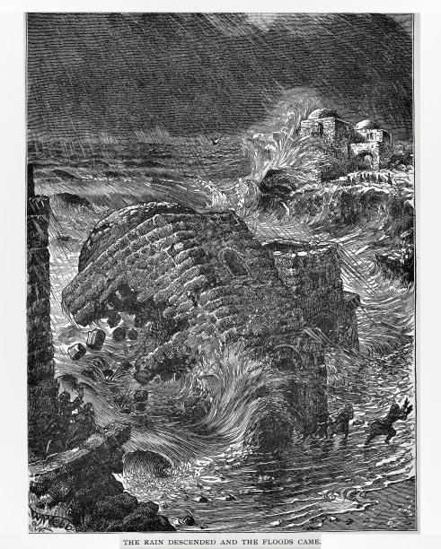 建在沙上的房子会被洪水冲走图片下载