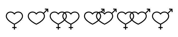 男性标志女性心形图标收藏。男人女人喜欢白色背景上的符号。图片下载