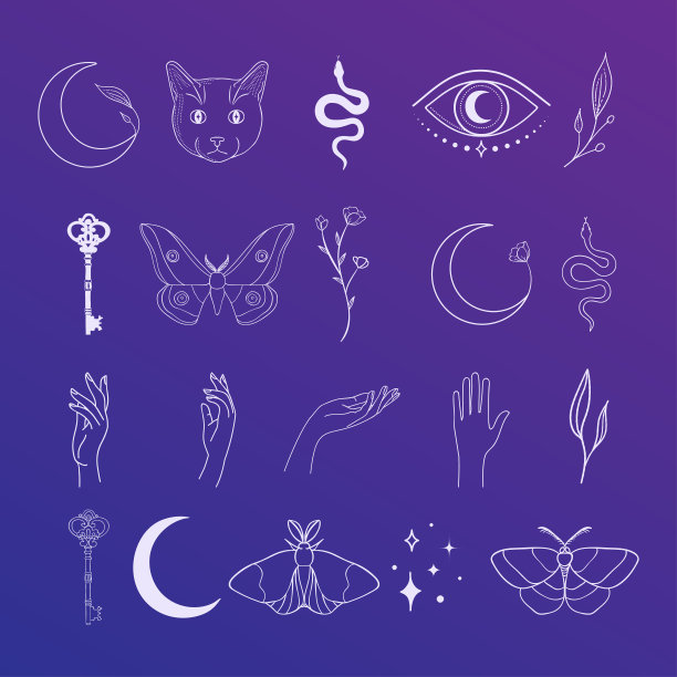 白色向量抽象神秘的线条设计元素图片下载