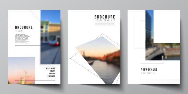 矢量布局A4格式封面模型设计模板与几何简单的形状，线条和照片的地方宣传册，传单布局，小册子，封面设计，书，小册子封面。图片下载