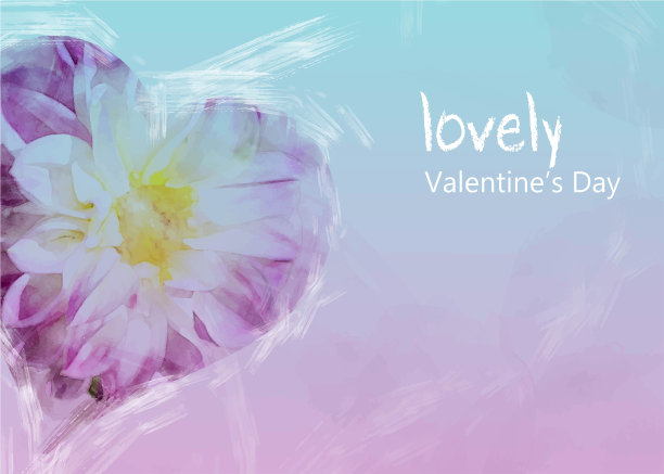 情人节卡片。水彩插图的一朵花在心脏的形状。图片下载