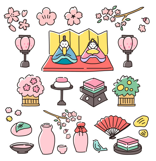 可爱的手写女儿节插图集图片下载