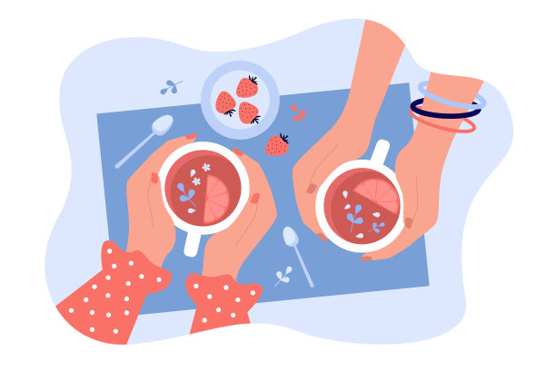 女性朋友喝草药浆果茶图片下载