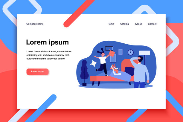 爸爸看着小女儿和宠物在卧室里玩图片下载