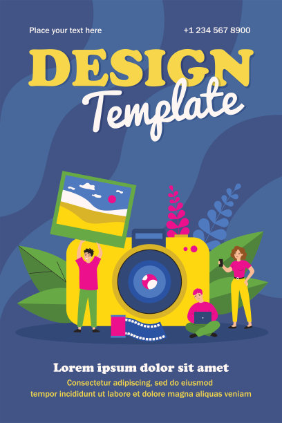 小人拍照片平矢量插图图片下载