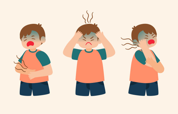 男性角色身体不适症状矢量插画图片下载