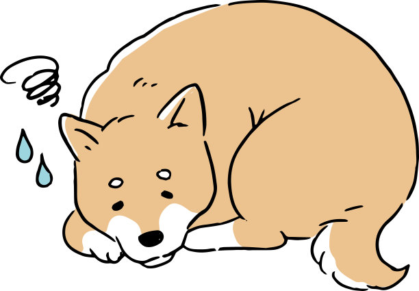 线条艺术插图的日本柴犬谁是不舒服的图片下载