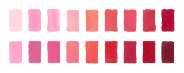 素描调色板的日本标记与酒精墨水-红色的集合。手绘的条纹和斑点不同的阴影孤立在白色的背景。位图说明。图片下载