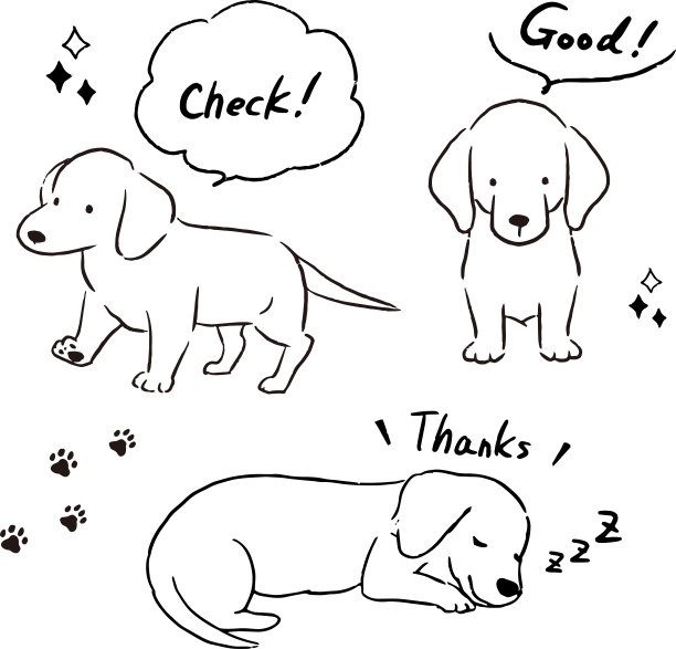 微型腊肠线艺术矢量插图集图片下载