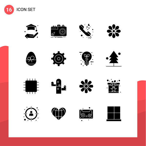 将16个实字形、符号和符号分组图片下载