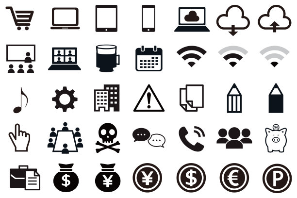 一组商业图标。图片下载