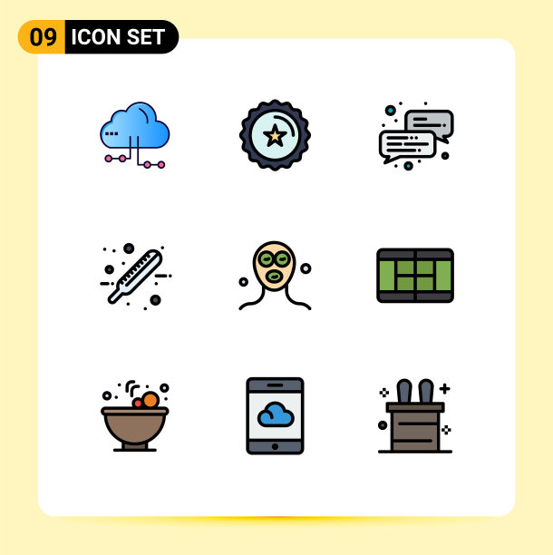 包装9个现代填充线和平色标志图片下载