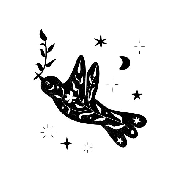 花黑色的鸟剪影。向量scandinvian设计图片下载