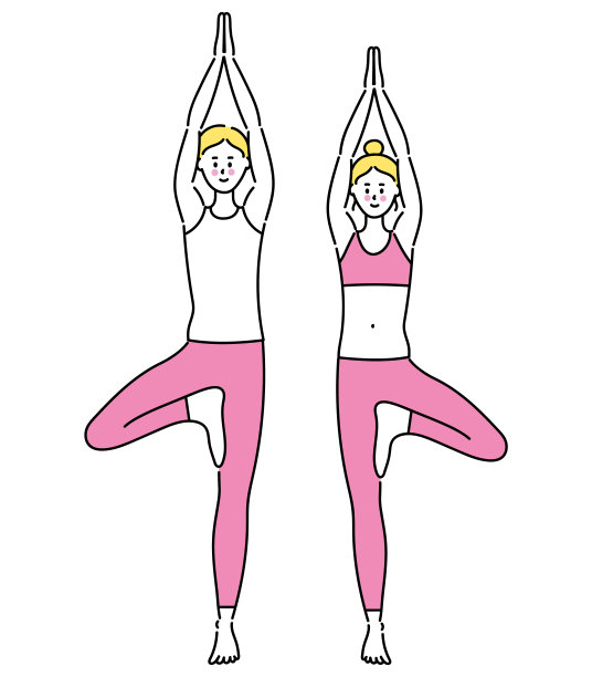 男人和女人在做瑜伽，树式图片下载