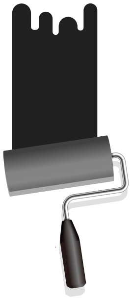 滚筒油漆工，画笔矢量插图(黑色)图片下载