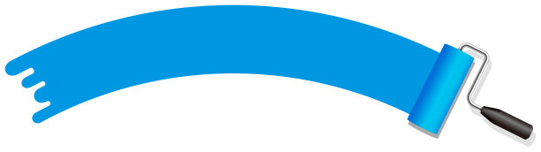 滚筒油漆工，画笔矢量插图。(拱形)|蓝色图片下载