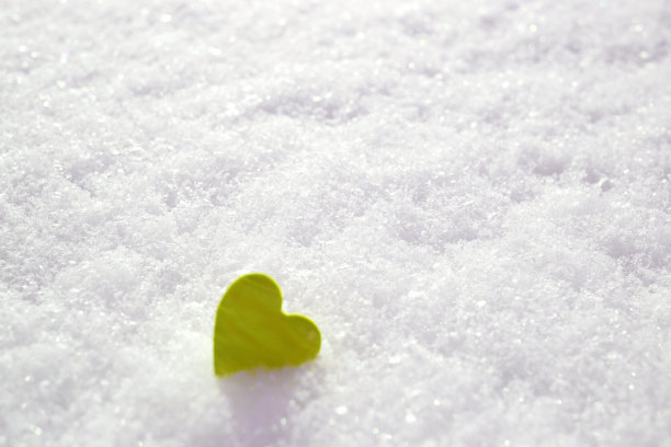 情人节概念:在雪地里照亮心灵。有选择性的重点图片下载