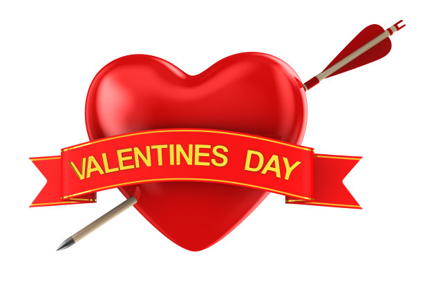 白色背景上的箭和心。孤立的3 d演示图片下载