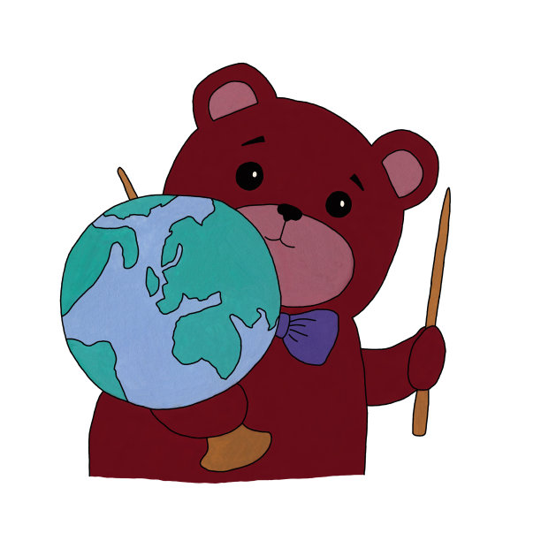 带地球仪和指针的泰迪熊学生图片下载