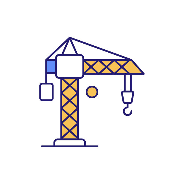 塔起重机矢量填充轮廓图标风格的插图。EPS 10个文件图片下载