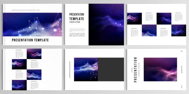 矢量布局的展示模板的小册子，封面设计，传单，书设计，杂志，海报。数字数据可视化，多边形科学暗背景。图片下载
