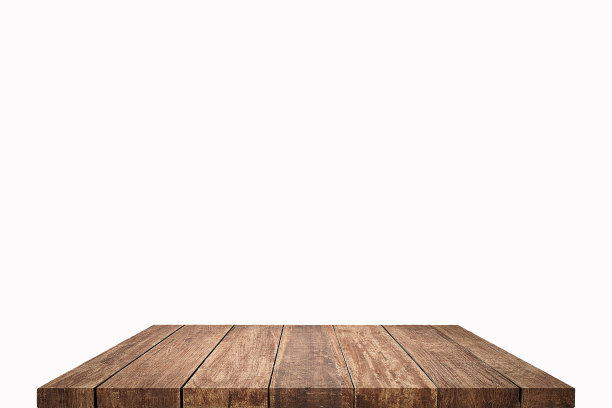 3D渲染，木制桌面在孤立的白色背景上图片下载