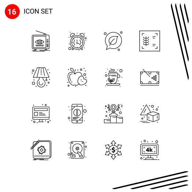 可编辑线包16简单轮廓灯图片下载