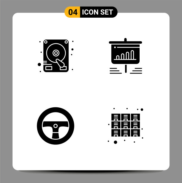 为磁盘设置4个现代的UI图标符号图片下载