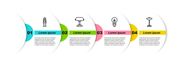 设置线落地灯，桌子，灯泡和。业务信息模板。向量图片下载