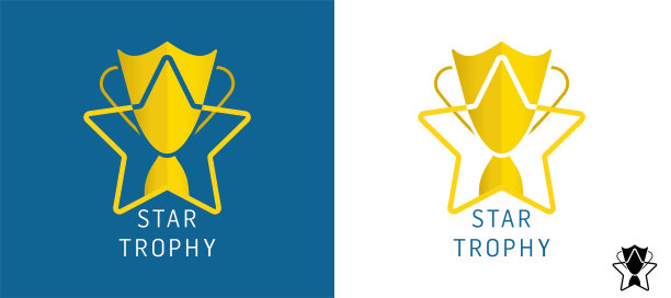 奖杯标志设计中的明星。第一名，比赛冠军，创意符号概念第一名。图片下载