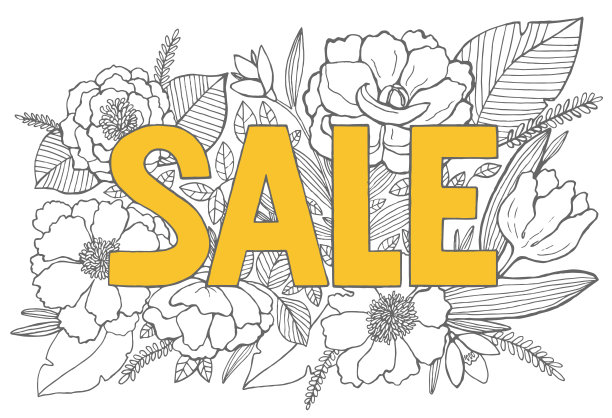 鲜花中的销售文字。矢量图形在2021年的颜色图片下载