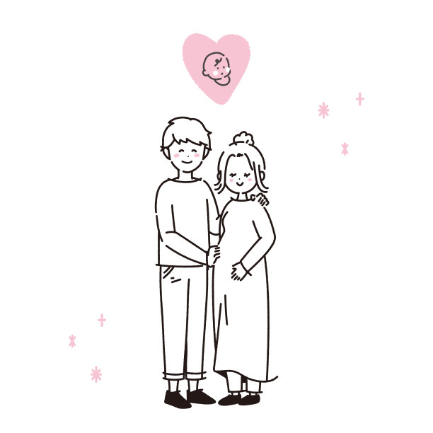 这幅画描绘了一对似乎有了一个孩子并且很幸福的夫妇。在线条图中，没有填充部分。图片下载