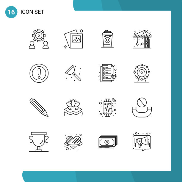 在表格上设置16个关于咖啡的大纲图片下载