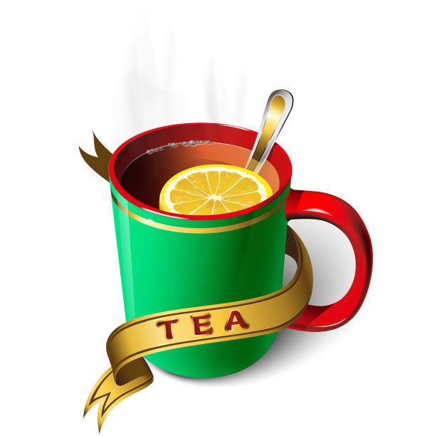 带丝带和刻字的绿茶杯图片下载