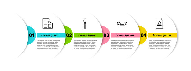 系列巧克力棒，勺子，糖果和食谱。业务信息模板。向量图片下载