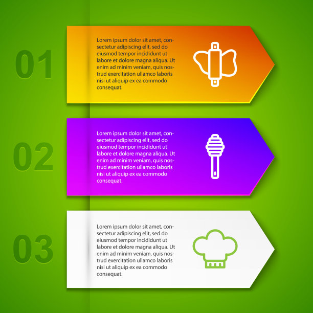 在面团、蜂蜜勺和厨师帽上设置线擀面杖。业务信息模板。向量图片下载