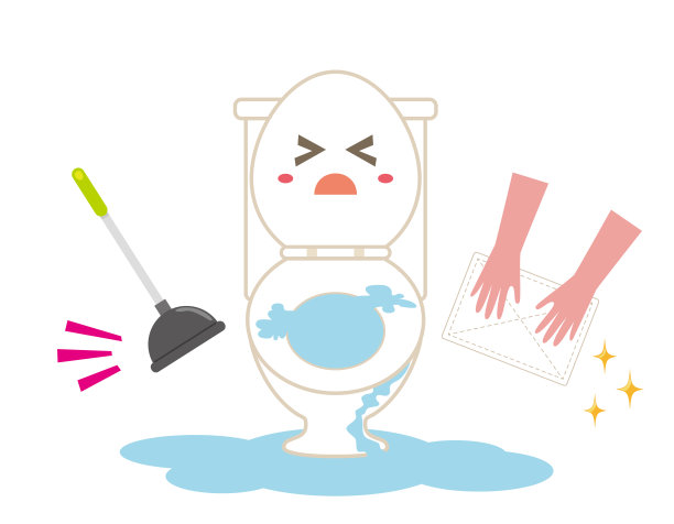 马桶柱塞和冲水马桶的矢量图。图片下载